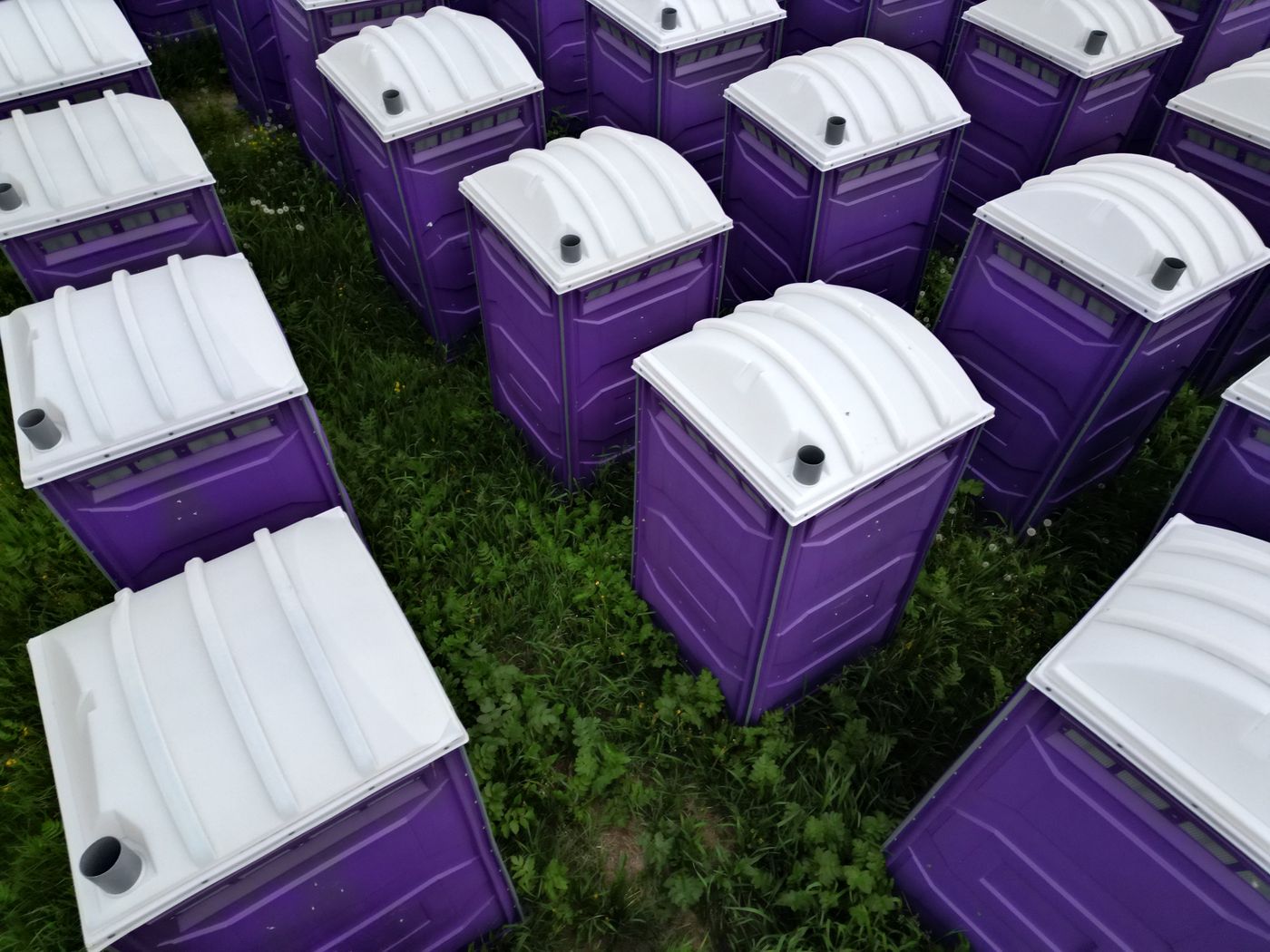 Portable toilets viewed from above