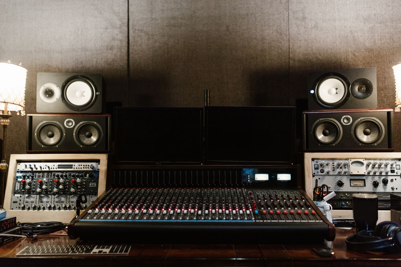 Amplifiers and sound equipment in a recording studio